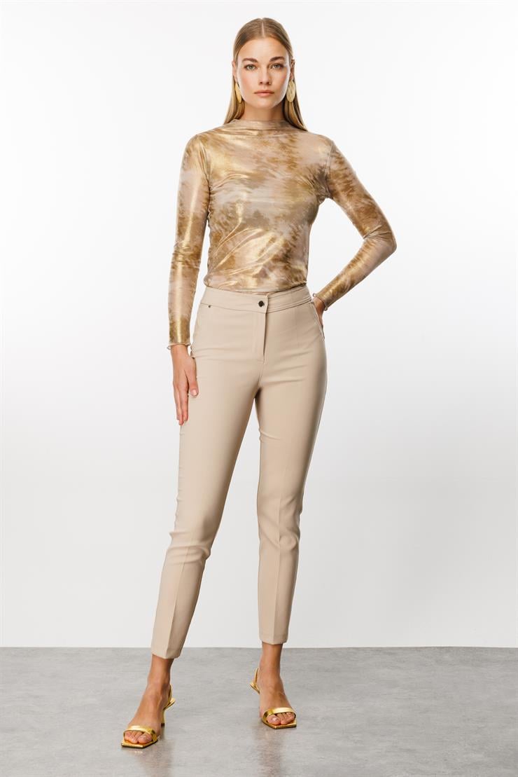 Modailgi  Yan Cep Dar Paça Pantolon Taş