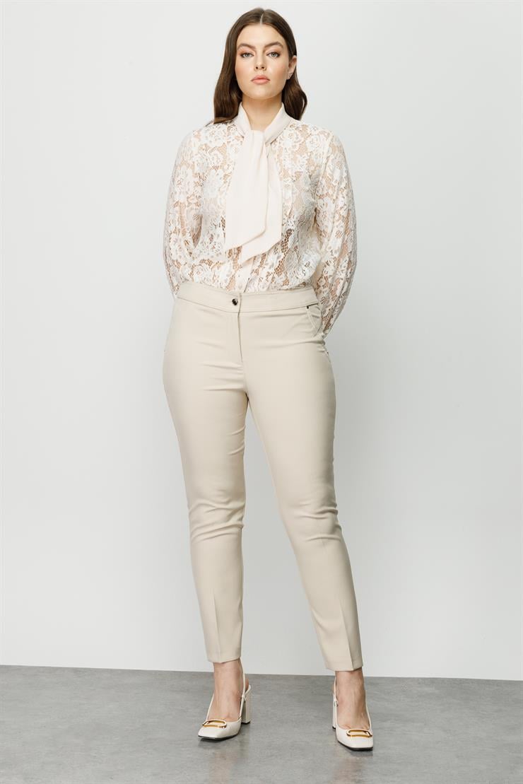 Modailgi  Yan Cep Dar Paça Pantolon Taş