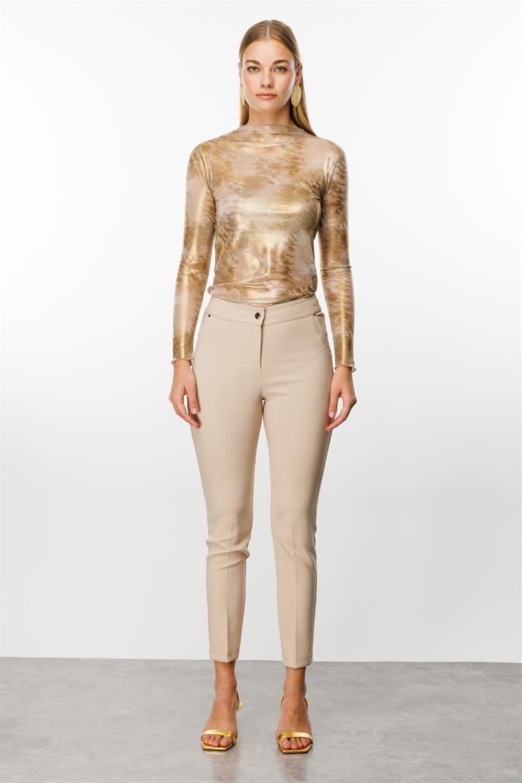 Modailgi  Yan Cep Dar Paça Pantolon Taş