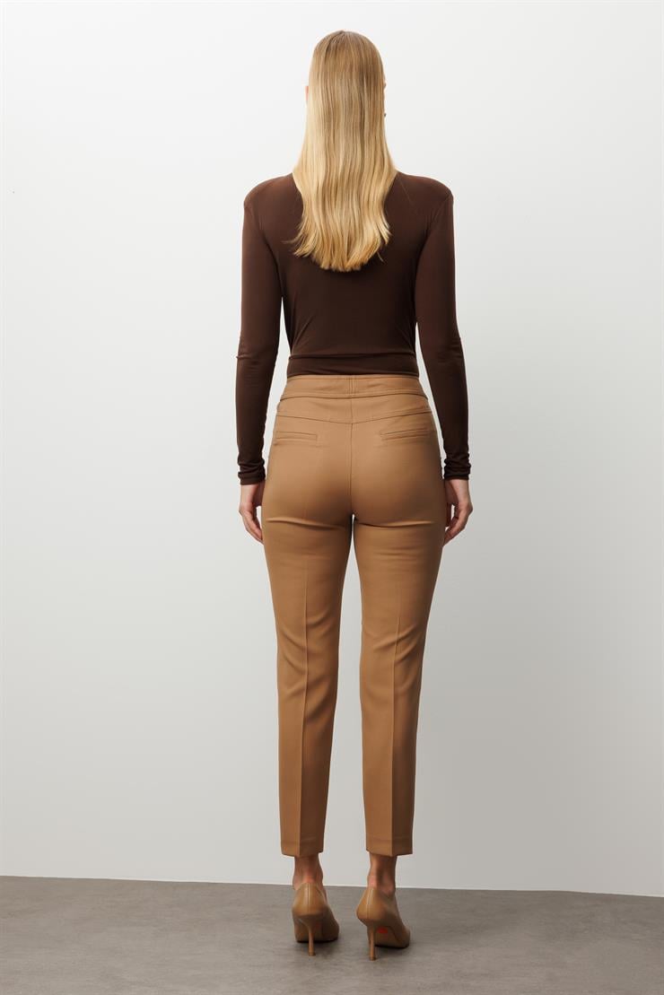 Modailgi  Yan Cep Dar Paça Pantolon Vizon