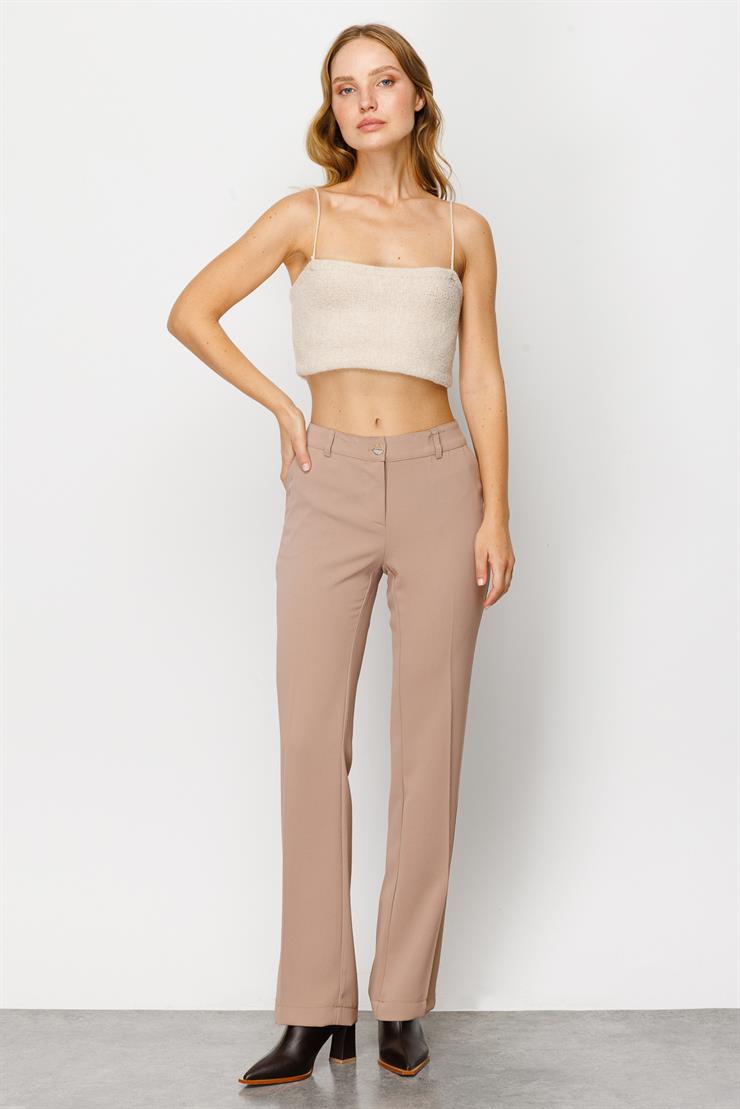 Modailgi  Yan Cep Nervürlü Takım Pantolon Camel