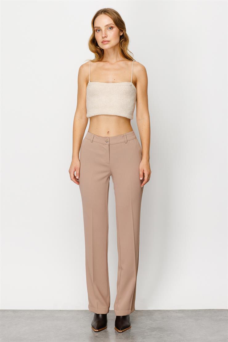 Modailgi  Yan Cep Nervürlü Takım Pantolon Camel