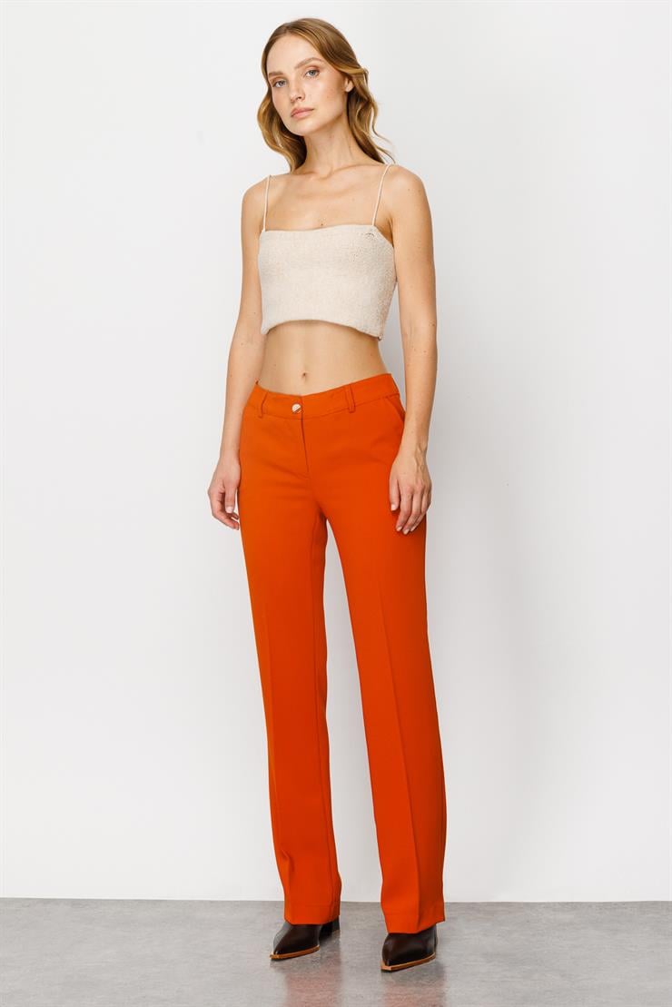 Modailgi  Yan Cep Nervürlü Takım Pantolon Orange