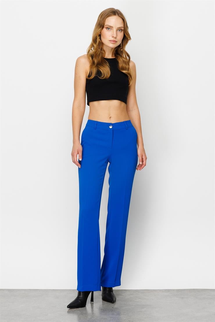 Modailgi  Yan Cep Nervürlü Takım Pantolon Saks