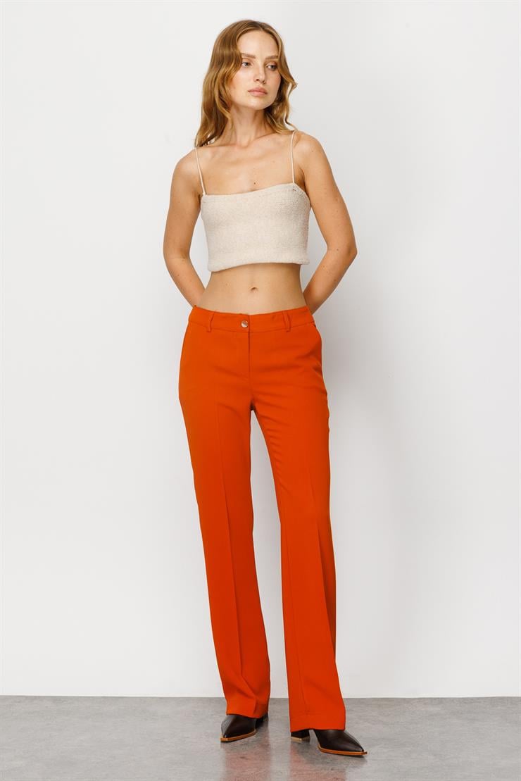Modailgi  Yan Cep Nervürlü Takım Pantolon Orange