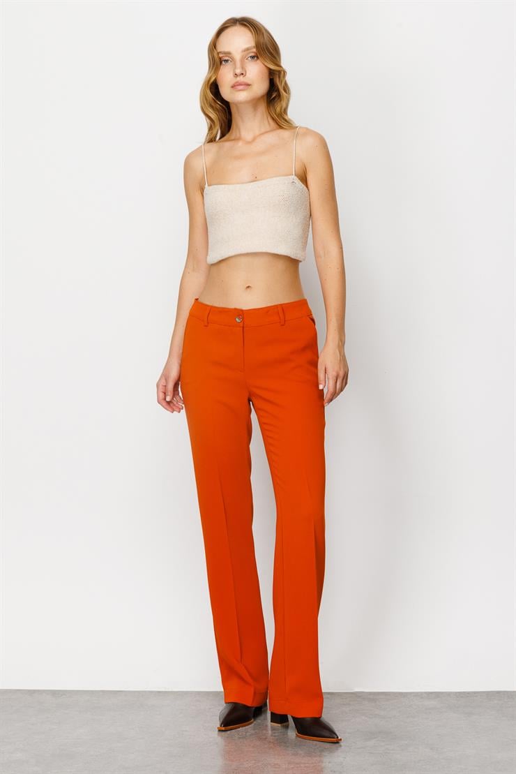 Modailgi  Yan Cep Nervürlü Takım Pantolon Orange