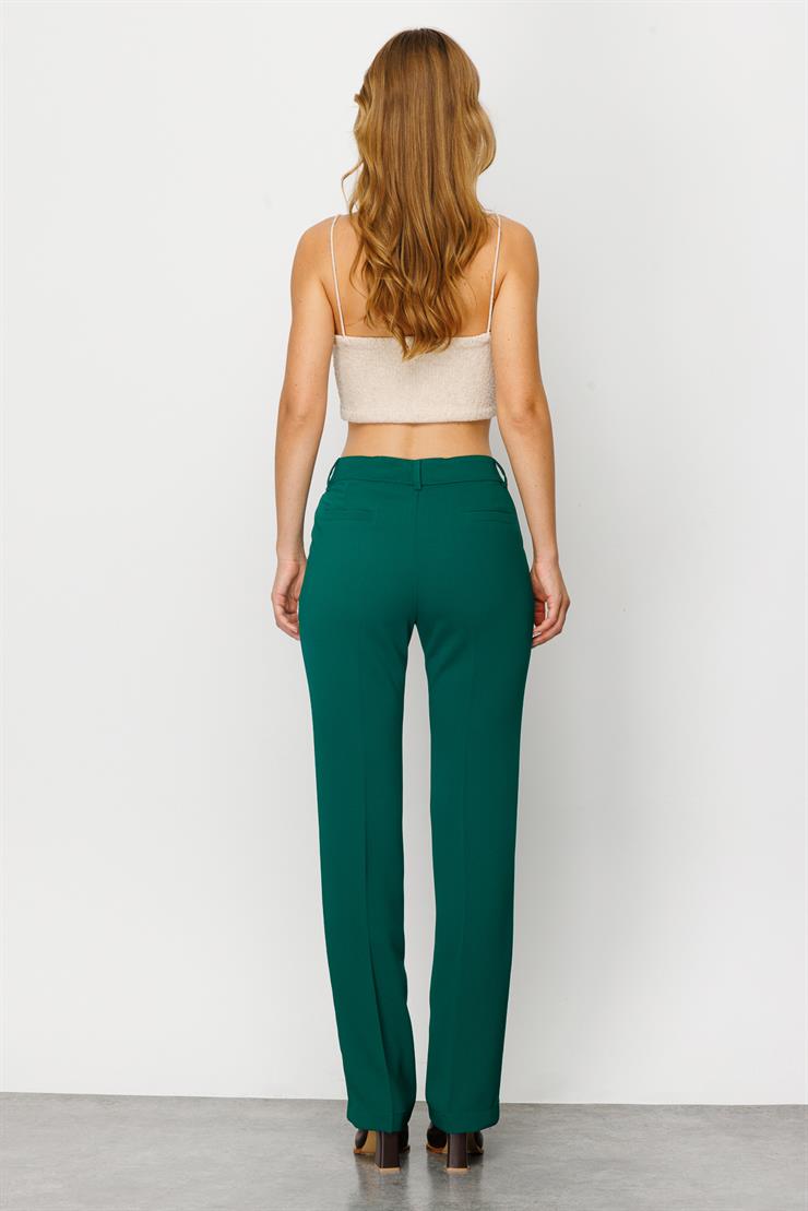 Modailgi  Yan Cep Nervürlü Takım Pantolon Zümrüt