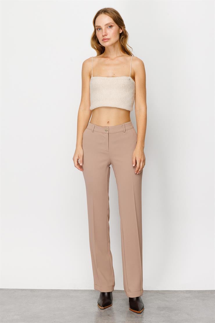 Modailgi  Yan Cep Nervürlü Takım Pantolon Camel