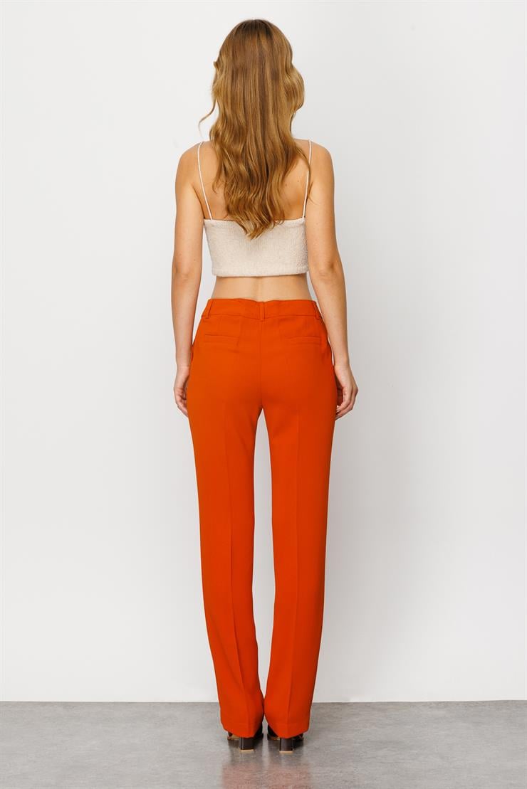 Modailgi  Yan Cep Nervürlü Takım Pantolon Orange