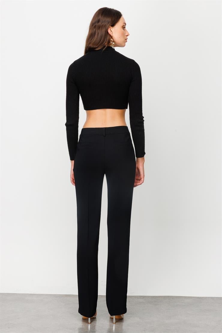 Modailgi  Yan Cep Nervürlü Takım Pantolon Siyah