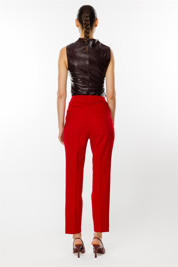 Modailgi  Yandan Cepli Boru Paça Pantolon - 7056 Kırmızı