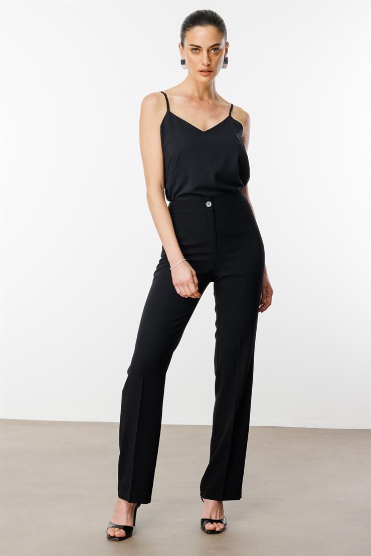 Modailgi  Yandan Cepli Geniş Paça Pantolon - 7597 Siyah