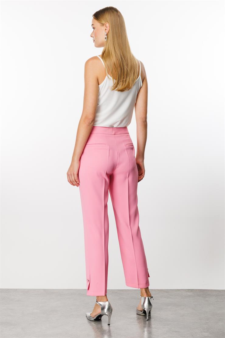 Modailgi  Yandan Cepli Paçası Asimetrik ve Düğmeli Pantolon - 7572 Pembe