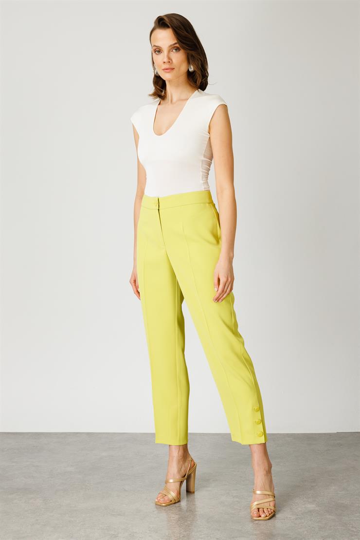 Modailgi  Yandan Cepli Paçası Asimetrik ve Düğmeli Pantolon - 7572 Asit