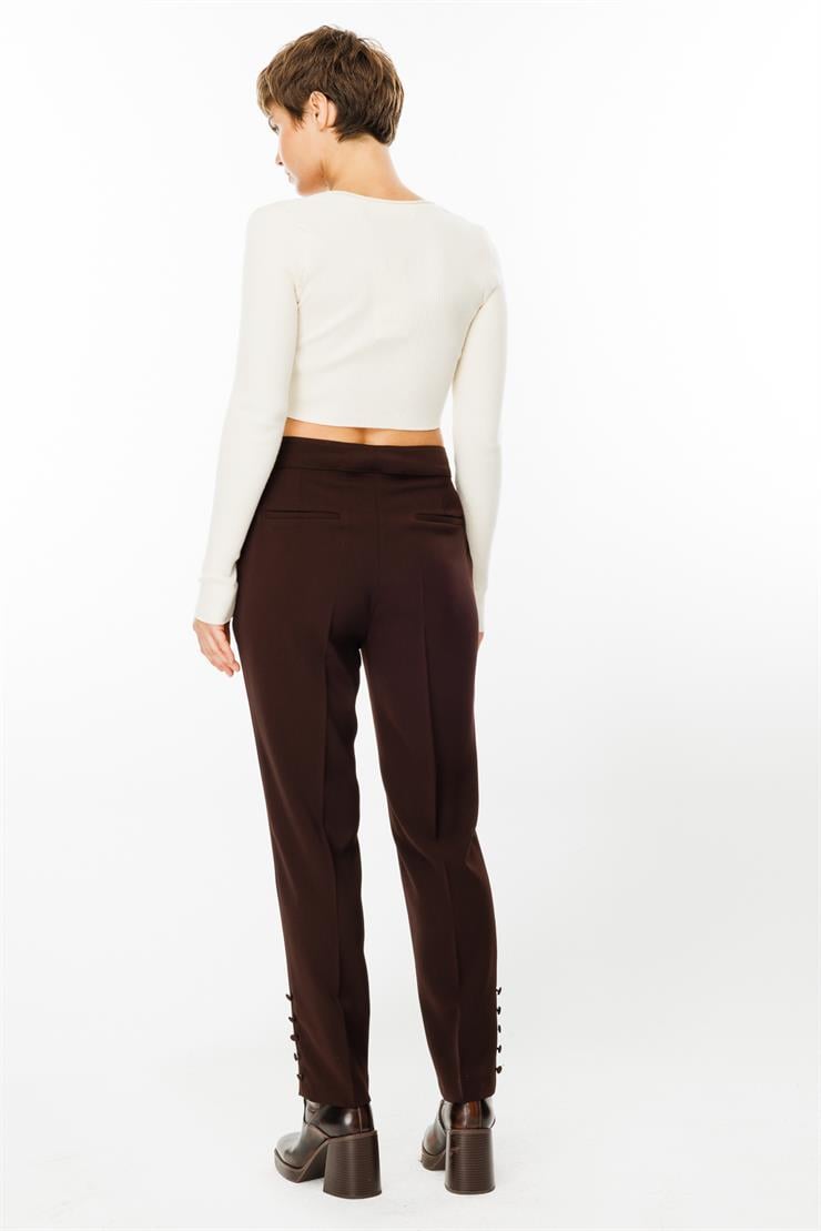 Modailgi  Yandan Cepli Paçası Düğme Detaylı Pantolon - 7061 Kahve