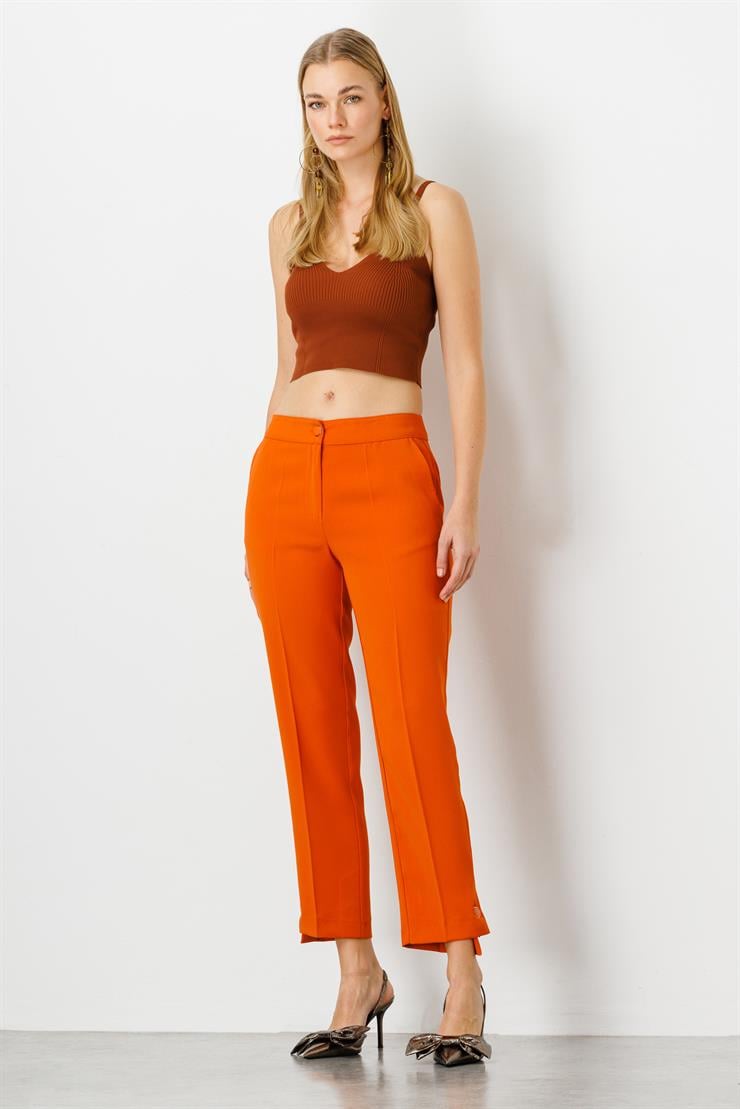 Modailgi  Yandan Cepli Paçası Düğme Detaylı Pantolon Orange