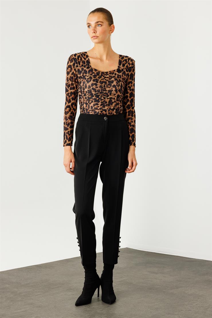 Modailgi  Yandan Cepli Paçası Düğme Detaylı Pantolon - 7061 Siyah