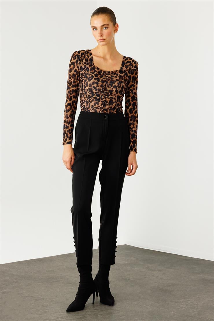 Modailgi  Yandan Cepli Paçası Düğme Detaylı Pantolon - 7061 Siyah