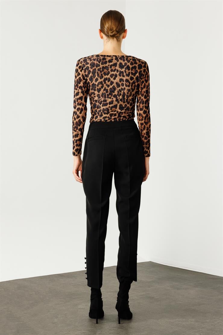 Modailgi  Yandan Cepli Paçası Düğme Detaylı Pantolon - 7061 Siyah