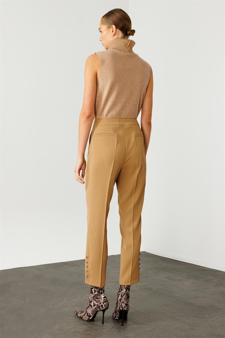 Modailgi  Yandan Cepli Paçası Düğme Detaylı Pantolon - 7061 Camel