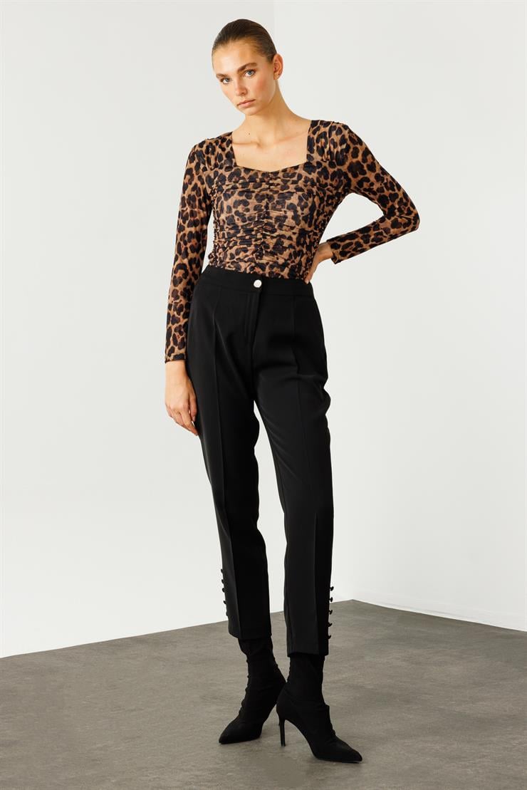 Modailgi  Yandan Cepli Paçası Düğme Detaylı Pantolon - 7061 Siyah