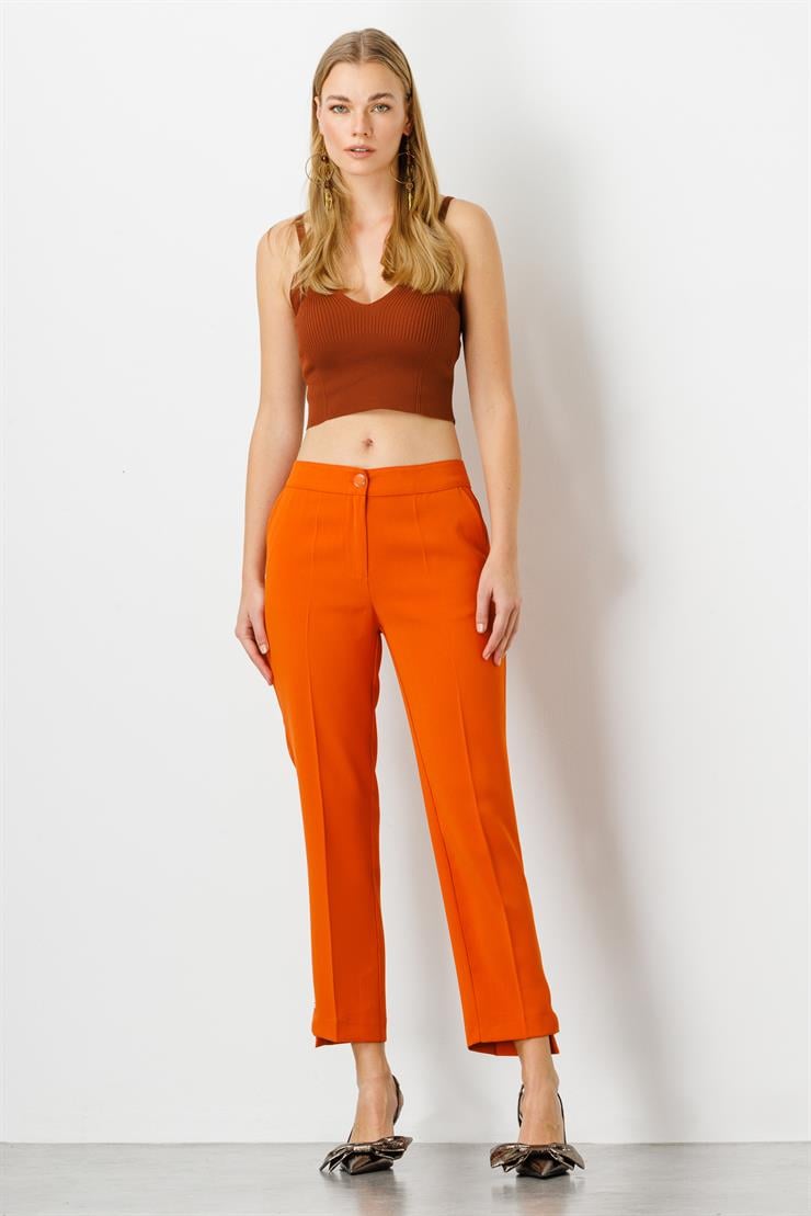 Modailgi  Yandan Cepli Paçası Düğme Detaylı Pantolon Orange