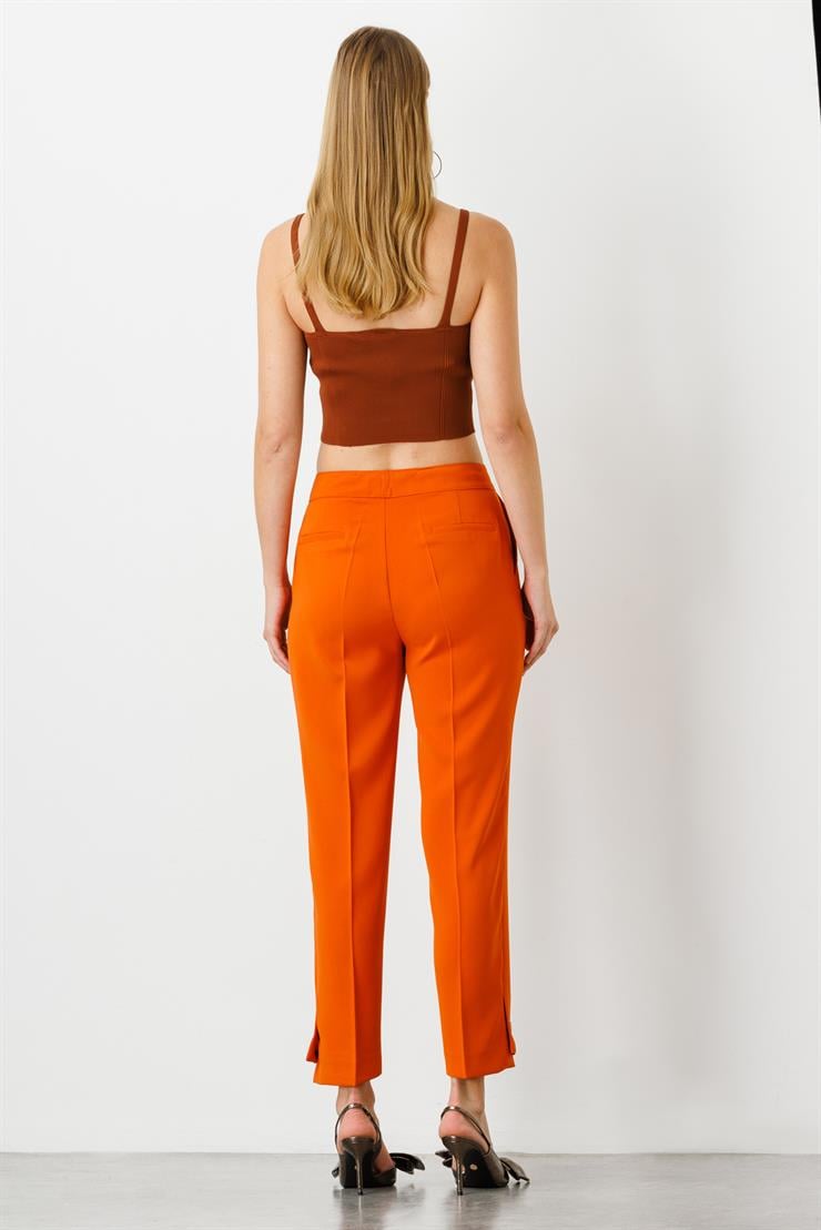 Modailgi  Yandan Cepli Paçası Düğme Detaylı Pantolon Orange