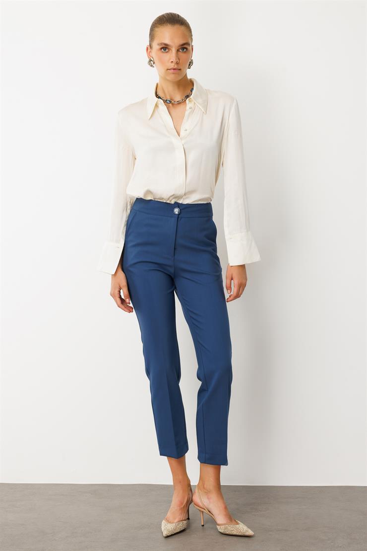 Modailgi  Yandan Cepli Paçası Yırtmaçlı Sigara Paça Pantolon - 70008,70006 Petrol Mavisi