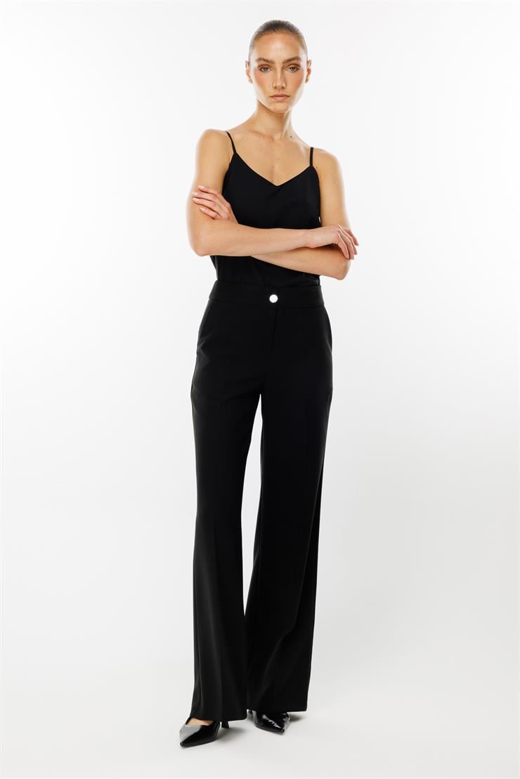 Modailgi  Yandan Cepli Palazzo Pantolon - 7055 Siyah