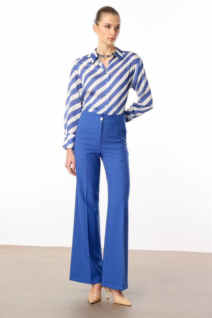 Modailgi  Yandan Cepli Palazzo Pantolon - 7055 Mavi