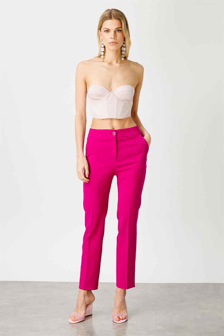 Modailgi  Yandan Cepli Takım Pantolon - 7526 Fuşya