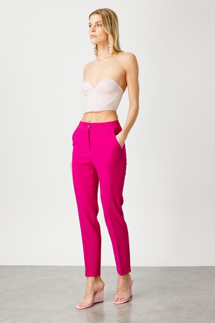 Modailgi  Yandan Cepli Takım Pantolon - 7526 Fuşya