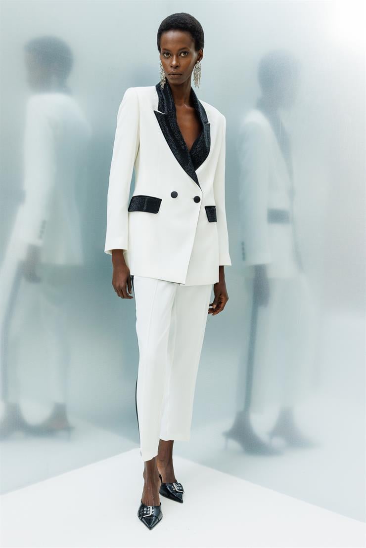 Modailgi  Yanı Sıralı Taş Dizim Takım Pantolon - 7815 Ekru