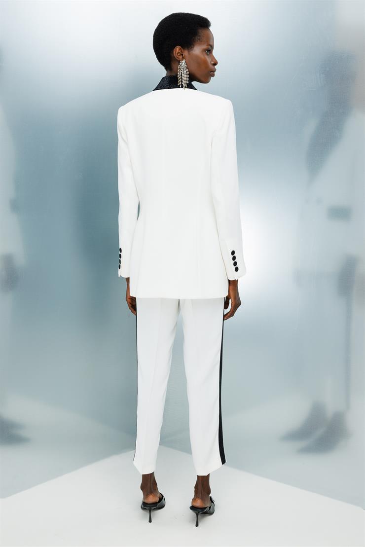 Modailgi  Yanı Sıralı Taş Dizim Takım Pantolon - 7815 Ekru