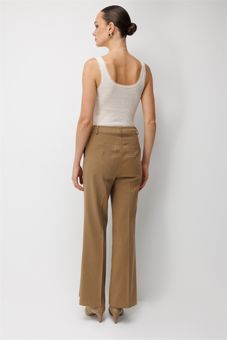 Modailgi  Yanlarda Düğme Detaylı Boru Paça Pantolon - 75071 Camel