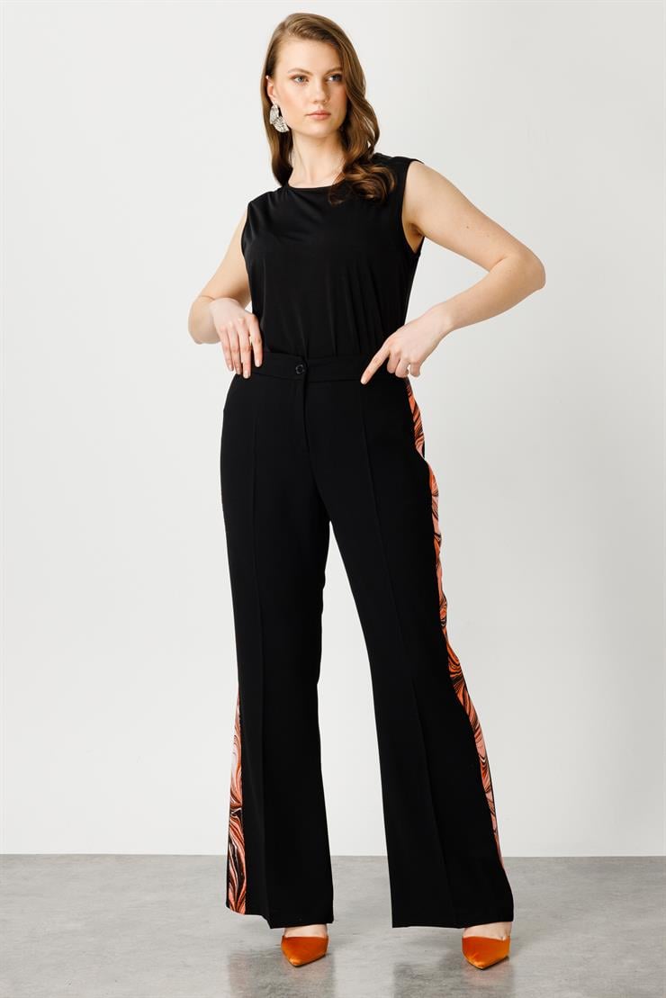 Modailgi  Yanları Desen Şeritli Pantolon Orange