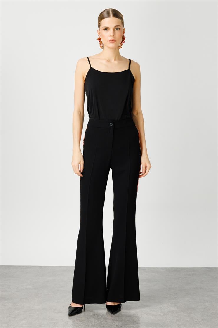 Modailgi  Yanları Desen Şeritli Pantolon - 7560 Orange