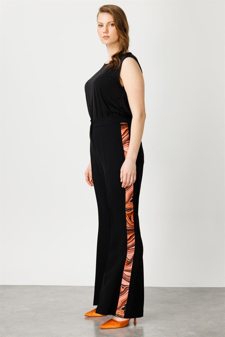 Modailgi  Yanları Desen Şeritli Pantolon Orange