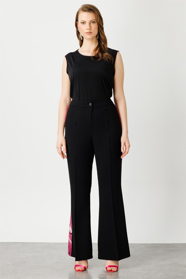 Modailgi  Yanları Desen Şeritli Pantolon Fuşya