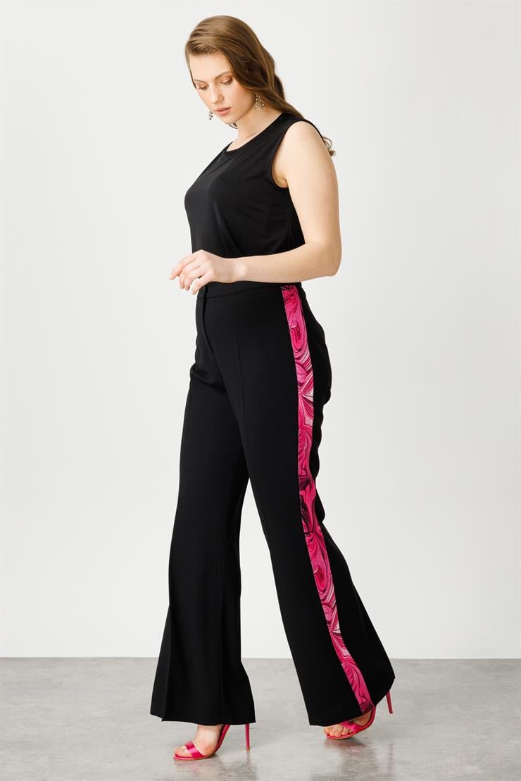 Modailgi  Yanları Desen Şeritli Pantolon Fuşya