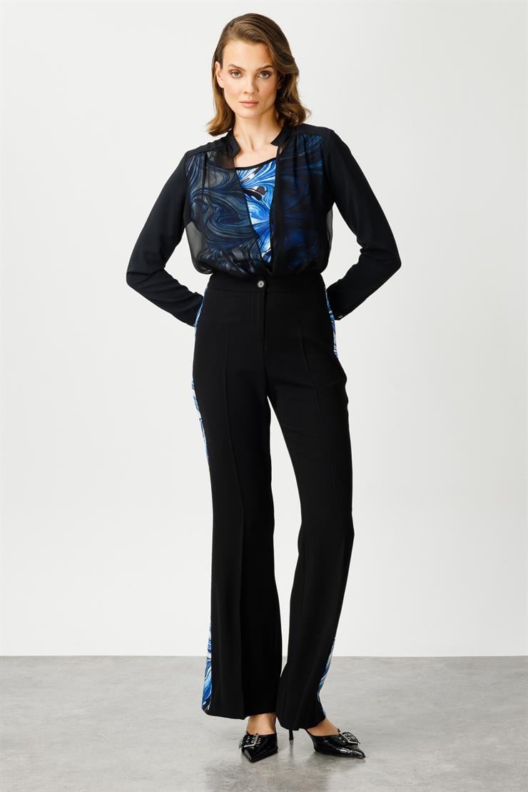 Modailgi  Yanları Desen Şeritli Pantolon - 7560 Saks