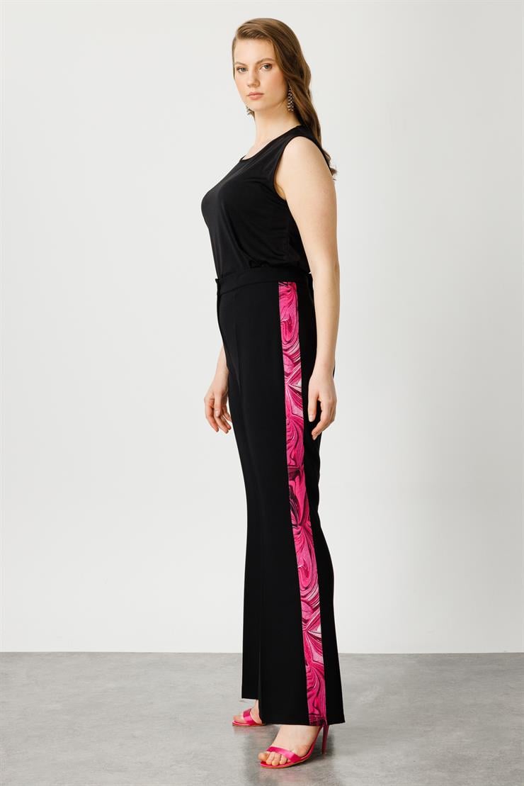 Modailgi  Yanları Desen Şeritli Pantolon Fuşya