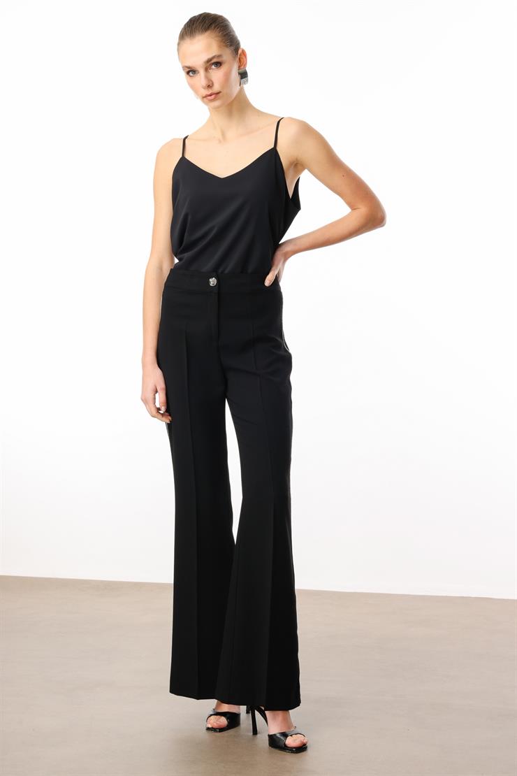 Modailgi  Yanları Şerit Swaroski Pantolon - 75008 Siyah