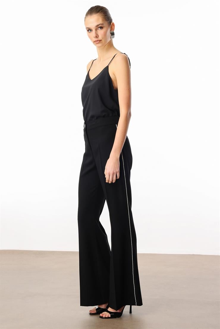 Modailgi  Yanları Şerit Swaroski Pantolon - 75008 Siyah