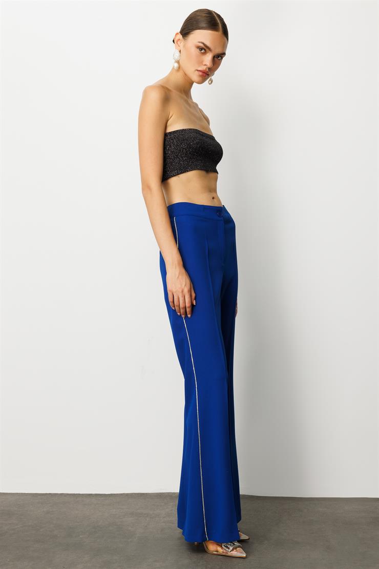 Modailgi  Yanları Şerit Swaroski Pantolon - 75008 Saks