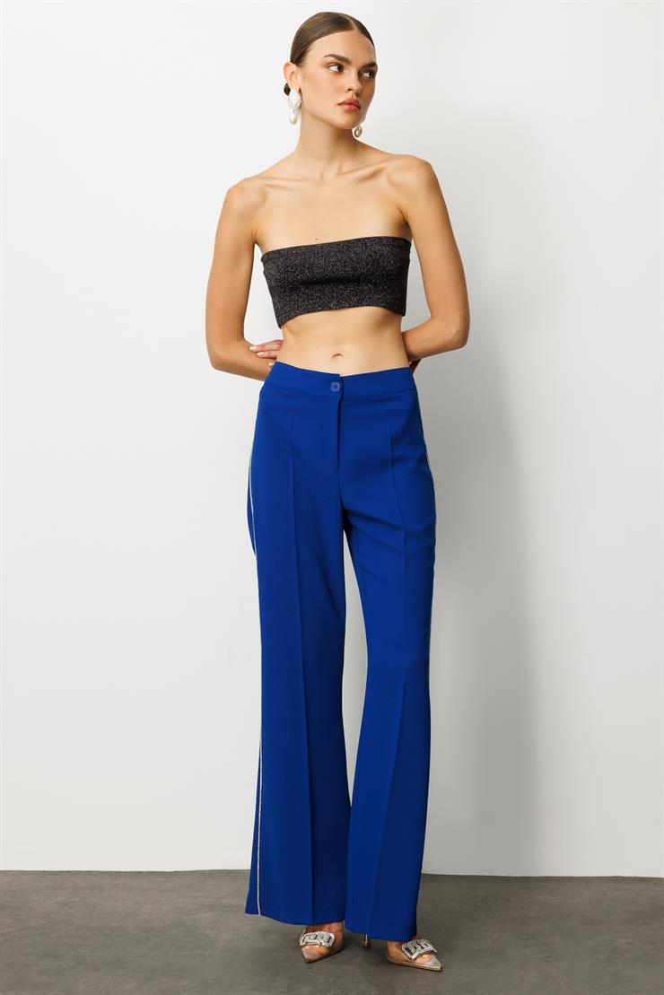 Modailgi  Yanları Şerit Swaroski Pantolon - 75008 Saks