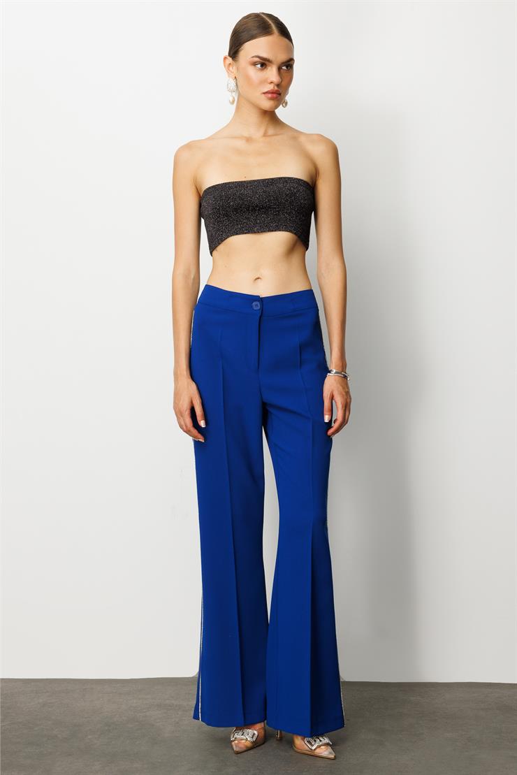 Modailgi  Yanları Şerit Swaroski Pantolon - 75008 Saks