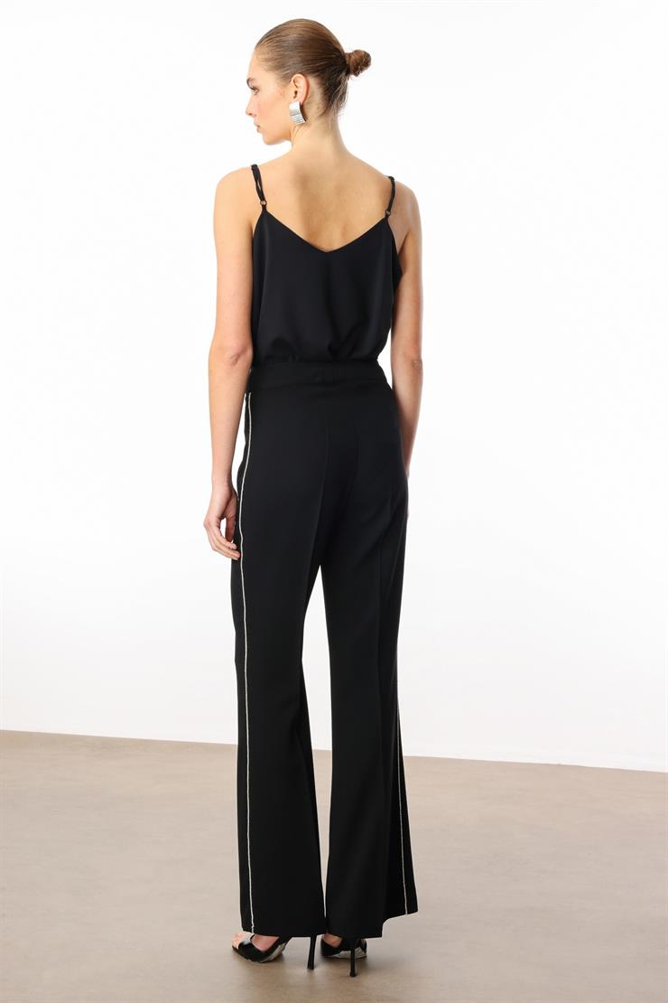 Modailgi  Yanları Şerit Swaroski Pantolon - 75008 Siyah