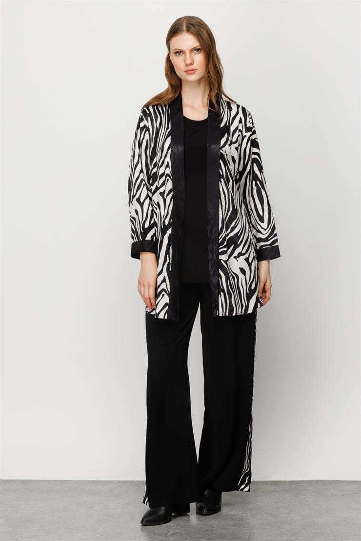 Modailgi  Yanları Şeritli Beli Lastikli Pantolon Siyah