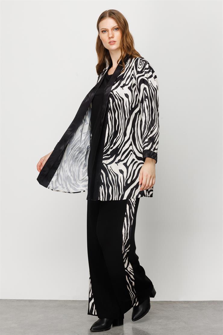 Modailgi  Yanları Şeritli Beli Lastikli Pantolon Siyah